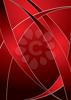 Royalty Free Clipart Image of a Red Background With Thick Curving Lines