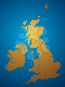Royalty Free Clipart Image of a Map of the United Kingdom and Ireland