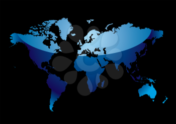 Royalty Free Clipart Image of a Blue Map on Black