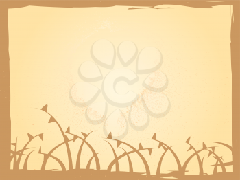 Royalty Free Clipart Image of a Brown Frame With Vines at the Bottom