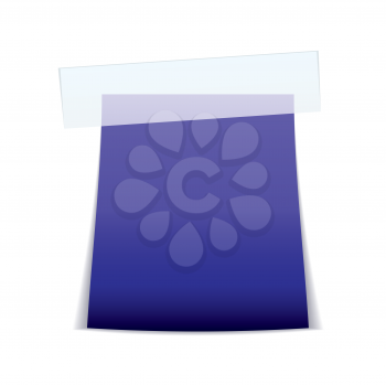 Purple paper tag icon with sticky tape and shadow