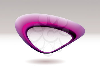 Brightly coloured blob icon in pink or purple with text area