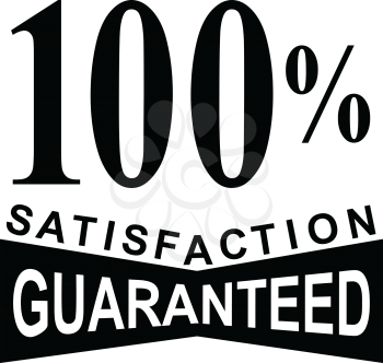 Mark seal sign illustration showing 100% percent satisfaction guaranteed stamp on isolated background done in retro black and white style.