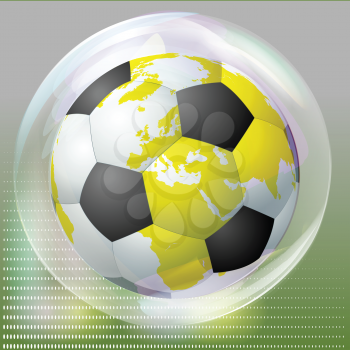 Royalty Free Clipart Image of a Soccer Ball Inside a Bubble