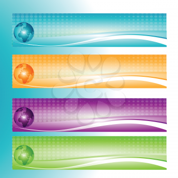 Royalty Free Clipart Image of a Banner Set With a Globe on the Left Side