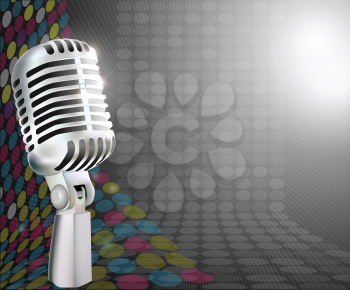 Royalty Free Clipart Image of a Retro Microphone Background