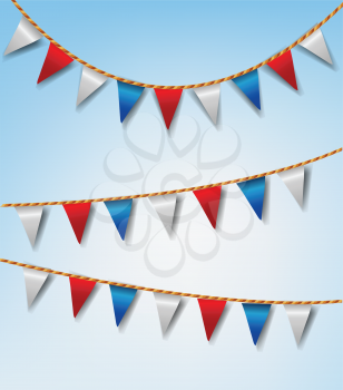 Set of Bunting Flags Red and White