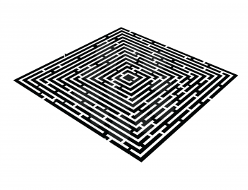 Black and White Maze Isolated on White