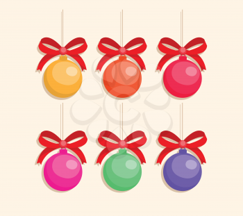 Flat Style Paper Stickers Christmas Globes