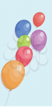 Flat Air Balloon Floating in The Sky Illustration