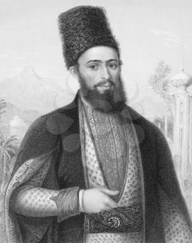 Royalty Free Photo of Mirza Mohammed Hassan Husseini Shirazi (1814-1896) on engraving from the 1800s. Famous cleric in Iran and Iraq. Best known for his fatwa against the usage of tobacco in what beca