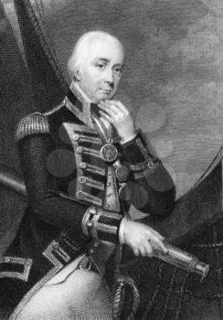 Vice Admiral Cuthbert Collingwood, 1st Baron Collingwood (1748-1810) on engraving from 1832. Admiral of the Royal Navy, notable as a partner with Lord Nelson in several of the British victories of the