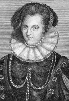 Margaret Clifford (nee Russell), Countess of Cumberland (1560-1616) on engraving from 1784. Wife of George Clifford, 3rd Earl of Cumberland. Engraved for Walpoole's new complete British traveller.