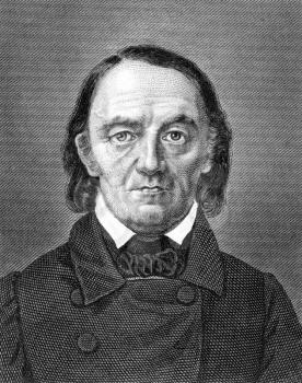 Carl Barth (1787-1853) on engraving from 1859. German draftsman and engraver. Engraved by Kuhner and published in Meyers Konversations-Lexikon, Germany,1859.