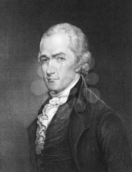 Alexander Hamilton (1755-1804) on engraving from 1835. Founding father of the United States. Engraved by E.Prudhomme and published in ''National Portrait Gallery of Distinguished Americans Volume II''