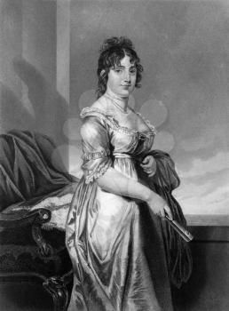 Dolley Madison (1768-1849) on engraving from 1873.  Wife of James Madison, President of the USA. Engraved by unknown artist and published in ''Portrait Gallery of Eminent Men and Women with Biographie