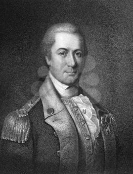 Otho Holland Williams (1749-1794) on engraving from 1835. Continental Army officer in the American Revolutionary War. Engraved by J.B.Longacre and published in''National Portrait Gallery of Distinguis