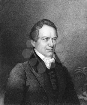 Robert Young Hayne (1791-1839) on engraving from 1835. American politician. Engraved by J.B.Forrest and published in''National Portrait Gallery of Distinguished Americans Volume II'',USA,1835.