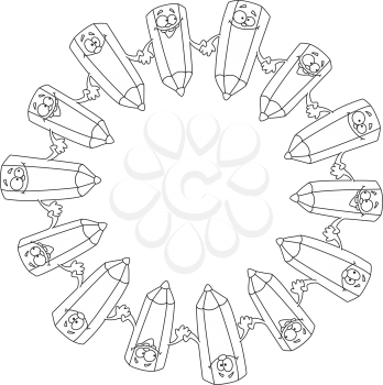 Royalty Free Clipart Image of a Pencil Circle