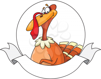 illustration of a turkey ribbon banner