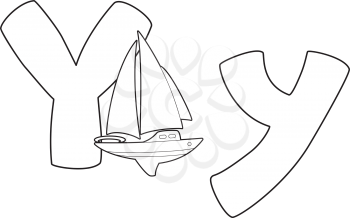 illustration of a letter Y yacht outlined