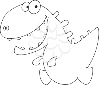 illustration of a little smile dino outlined