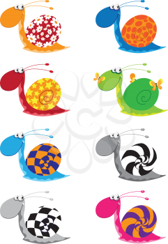 illustration of a snail funny set