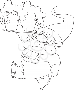 illustration of a walking gnome with beer outlined