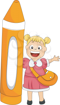 Royalty Free Clipart Image of a Child With a Crayon