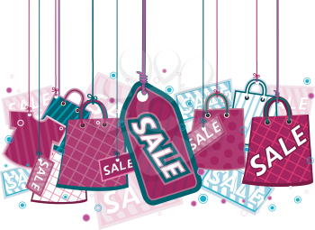 Royalty Free Clipart Image of Sale Items on Strings