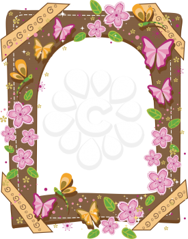 Royalty Free Clipart Image of a Butterfly and Flower Frame