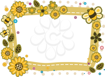 Royalty Free Clipart Image of a Sunshine and Bee Frame