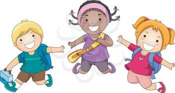 Royalty Free Clipart Image of Jumping Children