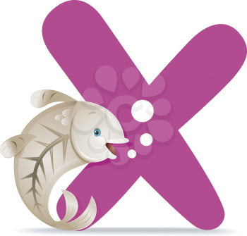 Royalty Free Clipart Image of an X-Rayed Fish Beside an X