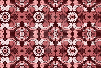 Royalty Free Clipart Image of a Rose Coloured Background With Daisies