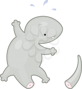 Royalty Free Clipart Image of a Lizard With Its Tail Cut Off