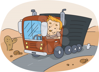 Royalty Free Clipart Image of a Truck Driver