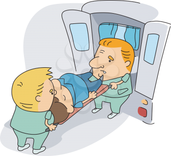 Royalty Free Clipart Image of Paramedics on the Job