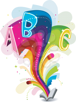 Royalty Free Clipart Image of ABC Coming Out of a Book