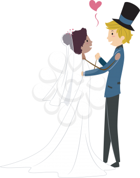 Royalty Free Clipart Image of a Bridal Couple Dancing