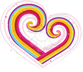 Royalty Free Clipart Image of a Rainbow Heart