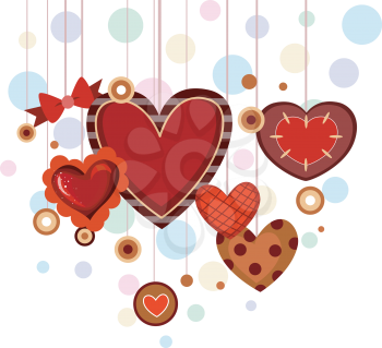 Royalty Free Clipart Image of Hanging Hearts