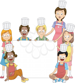 Banner Illustration Featuring Members of a Cooking Club