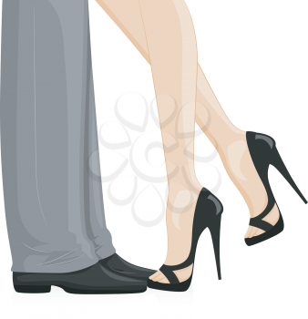 Illustration of a Couple at a Formal Event with the woman leaning in