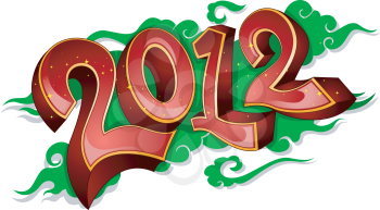 Illustration Featuring a Blazing 2012 Text