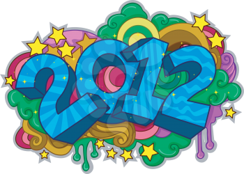 Illustration Featuring a New Year Themed Doodle