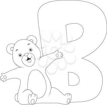 Coloring Page Illustration Featuring a Bear