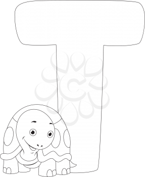 Coloring Page Illustration Featuring a Turtle