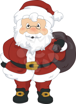 Illustration of Santa Claus Carrying a Sack 