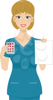 Illustration of a Pharmacist Holding a Prescription